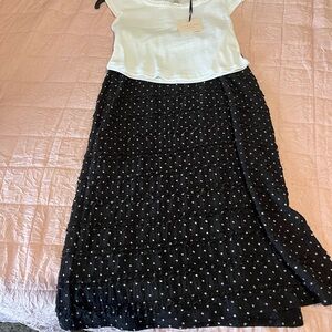Love Squared Black and White Polka Dot Skirt and white shirt size 7 girls